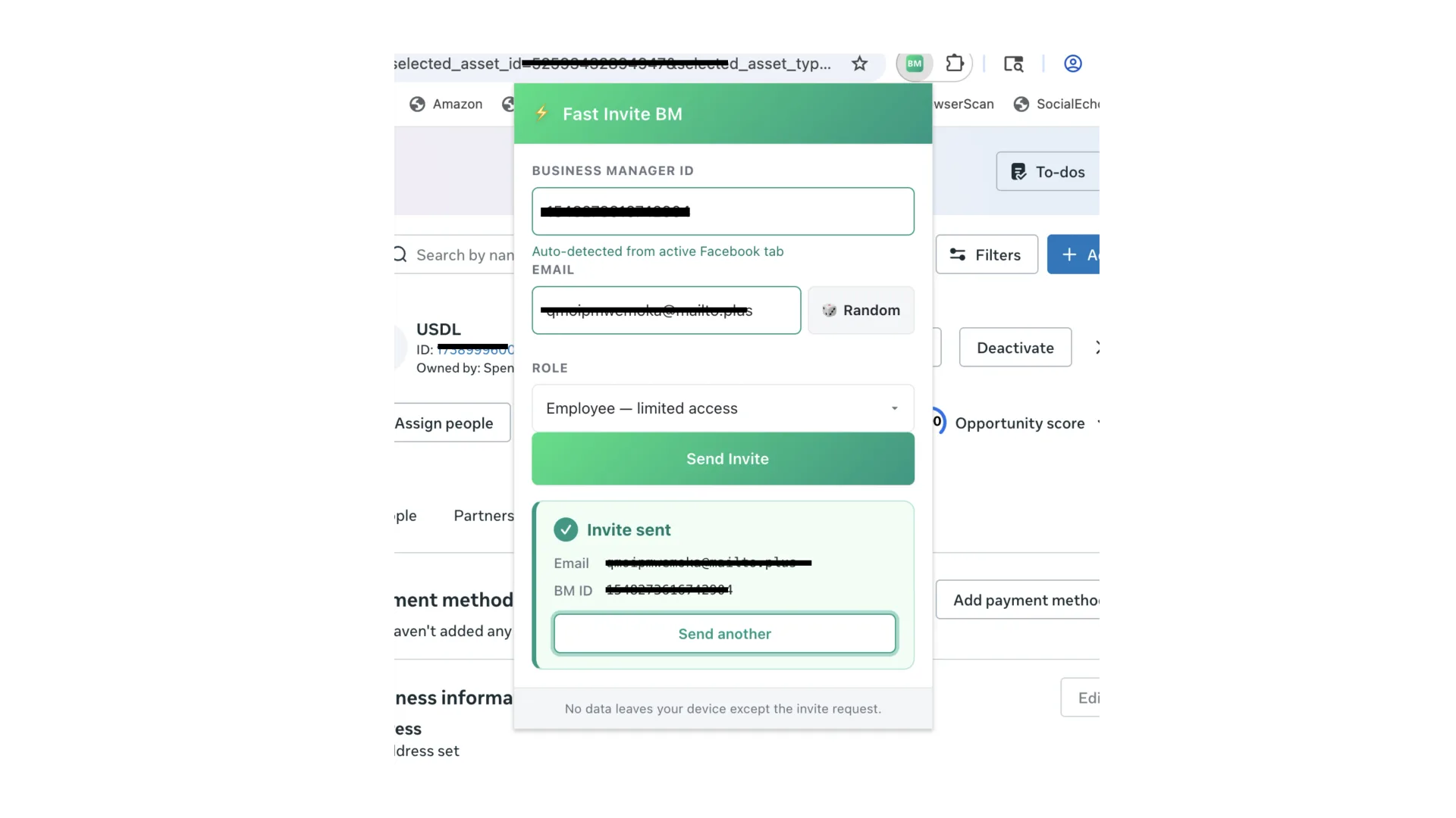 Invite sent successfully